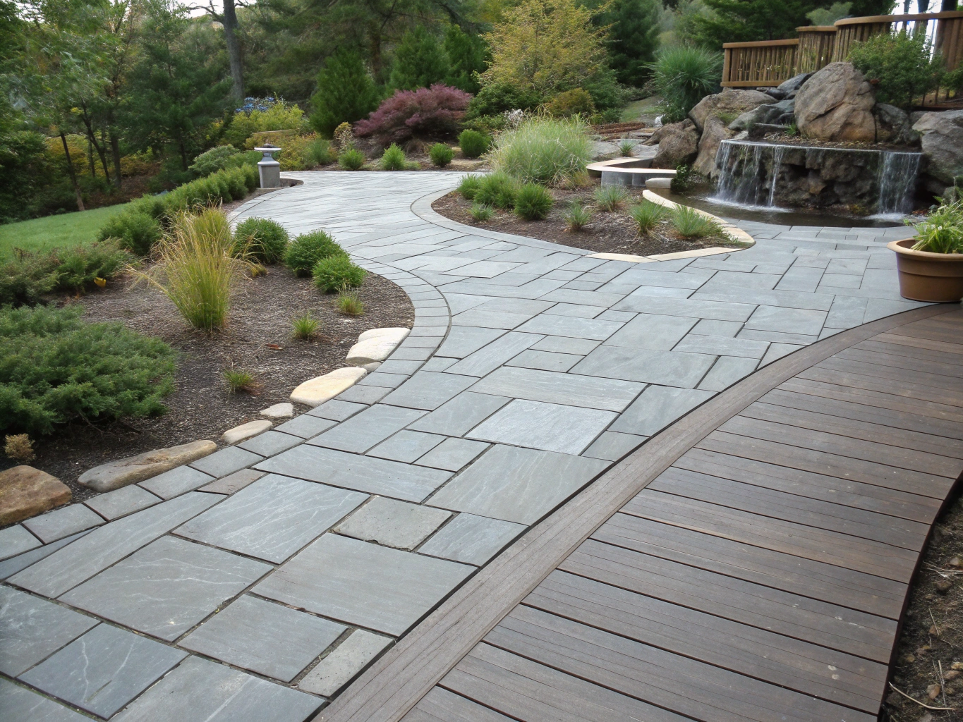 Commercial grade hardscaping for a resort entrance